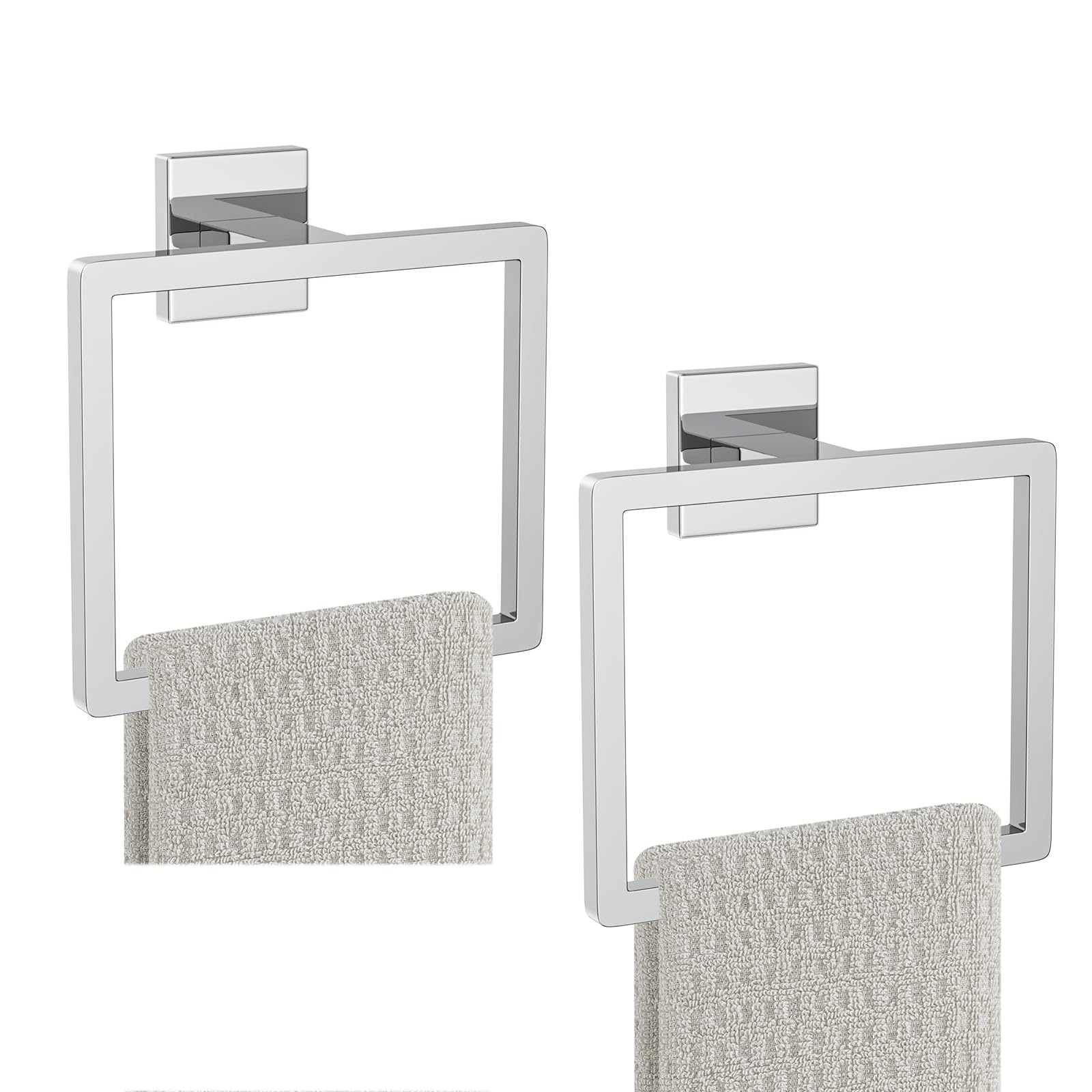 2-Piece Polished Chrome Towel Ring,Hand Towel Holder,Modern Towel Holder Stainless Steel Towel Rack Wall-Mounted Bathroom Towel Hanger
