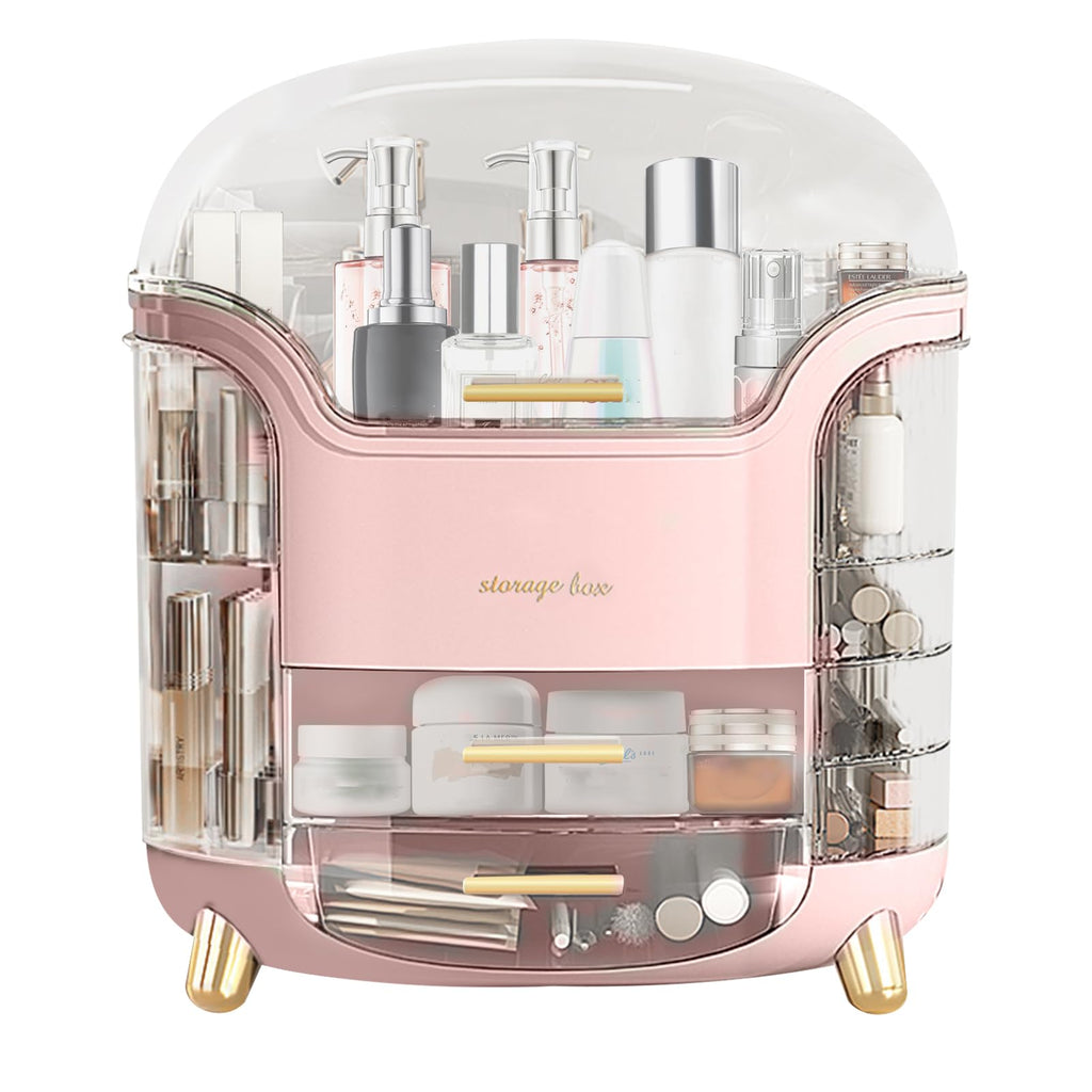 Makeup & Skincare Organizer Box for Countertop with Lid & Drawers, White