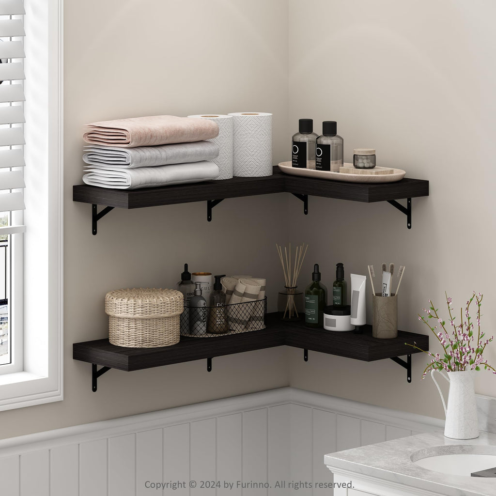 Furinno Tanna Floating Shelves for Wall Set of 2, 22-Inch Bathroom Wall Shelf, Wall Mounted Shelf, for Bathroom Organizers and Storage, Living Room, Natural