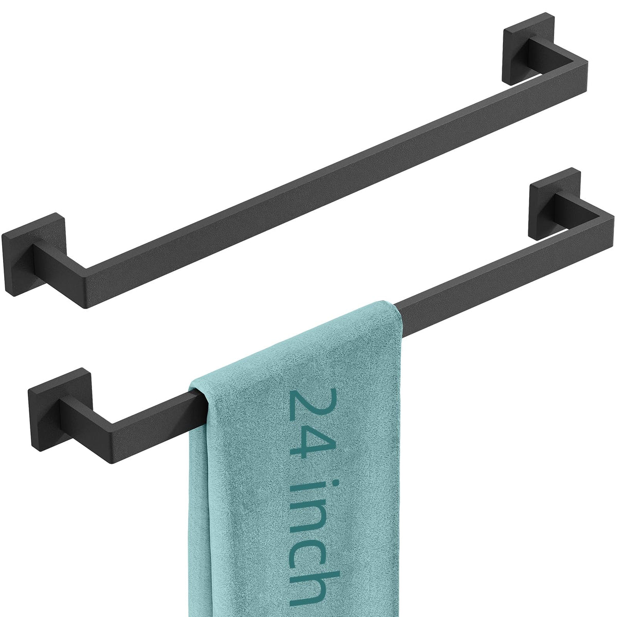 FLE Towel Bar, Black Wall Mount Towel Holder for Bathroom Kitchen,16 Inch