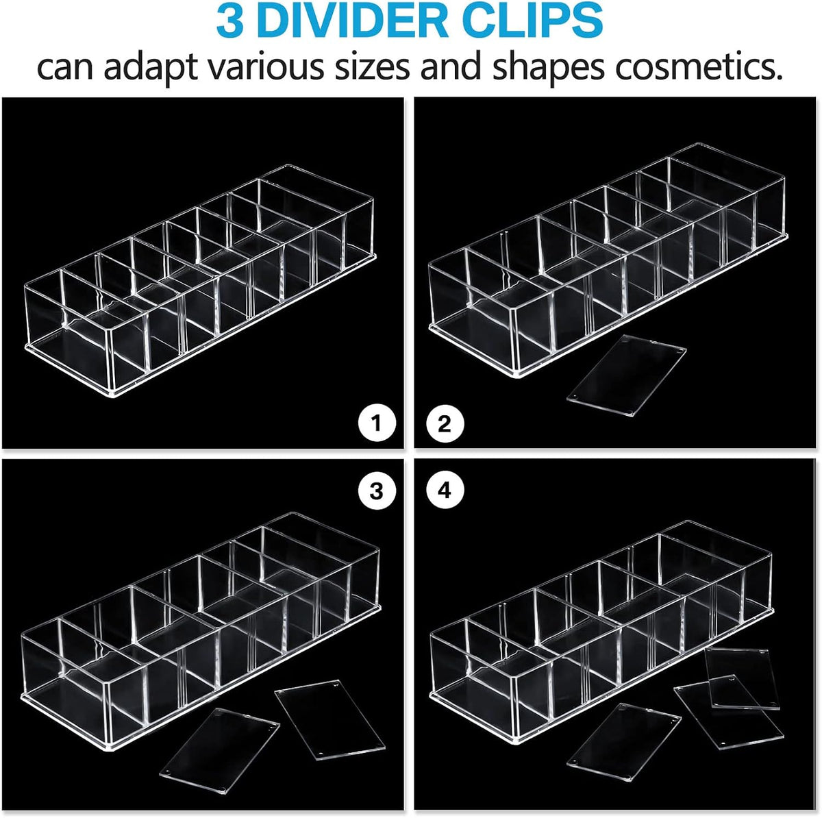 4 Pcs Uanse Acrylic Makeup Compact Organizer Detachable Clear Organizer