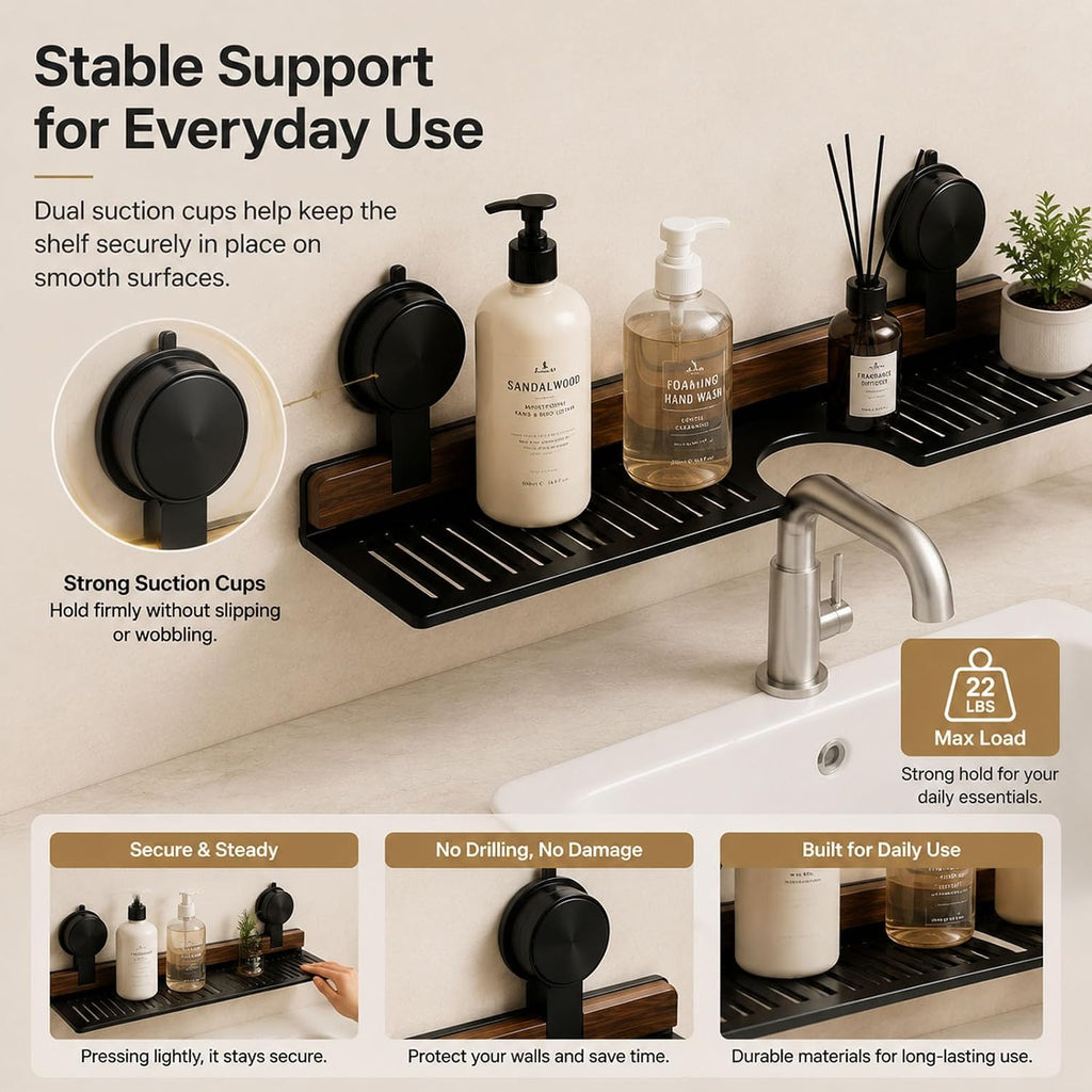 Bathroom Over Sink Shelf, 15.7 Inch No Drill Sink Organizer