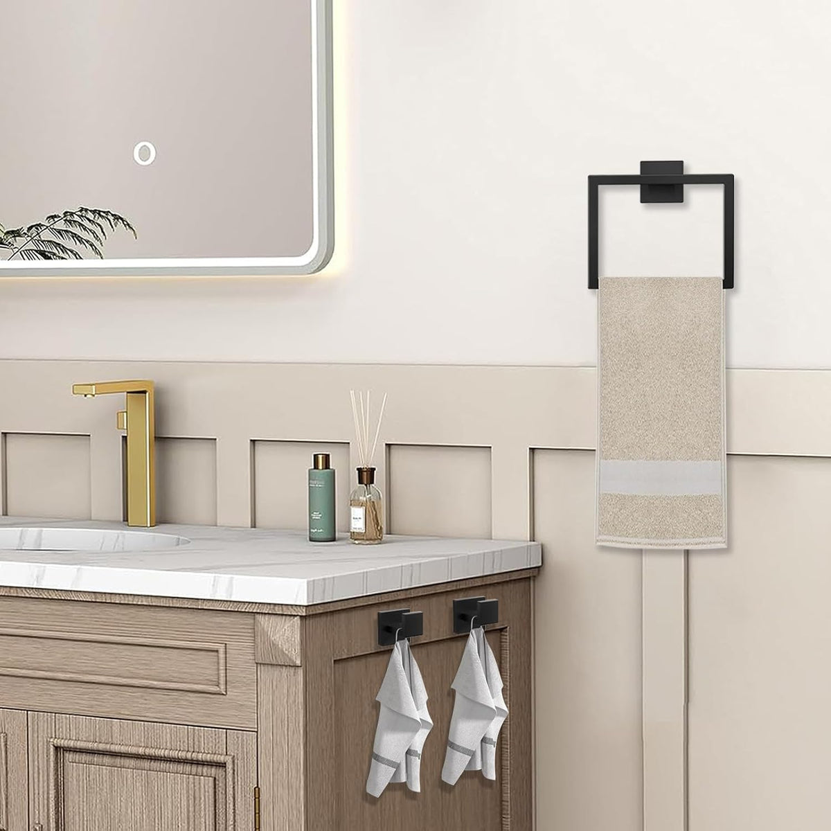 JOPOFI 10 Piece Towel Bar Set - 15.7Inch Bath Towel Holder - Matte Black
