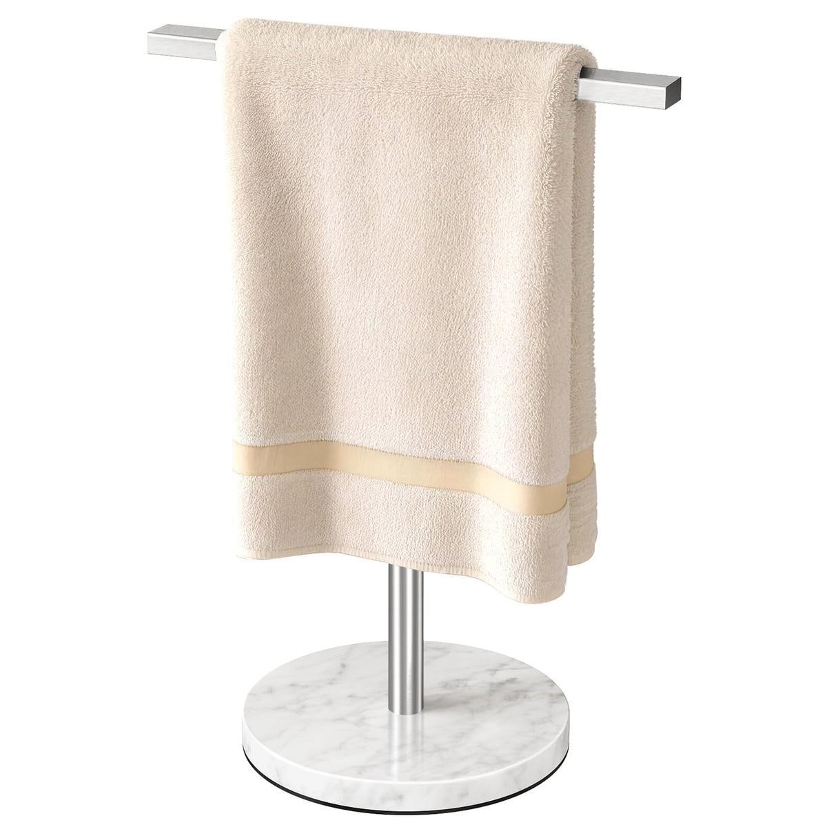 Gypie Hand Towel Holder Stand Countertop T-Shape, Brushed Nickel