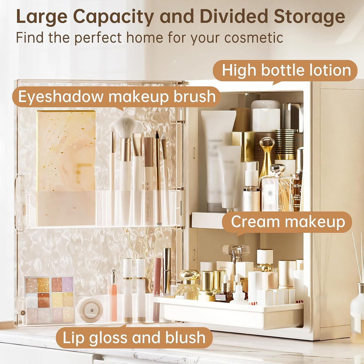 HAIXIN Makeup Organizer with Drawer & Brush Holder