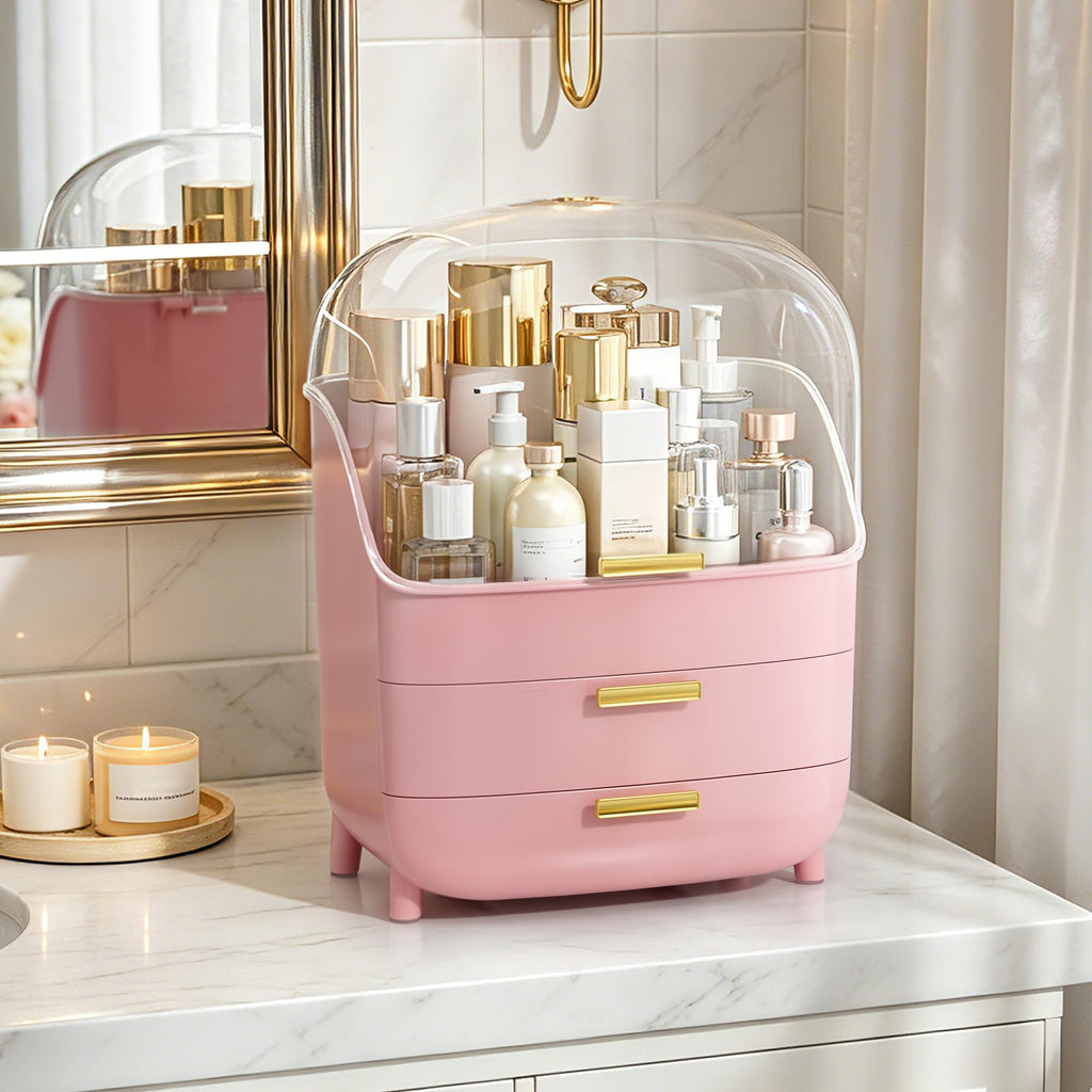 Vtopmart 3-Tier Skincare Makeup Organizer with Drawer and LId, White