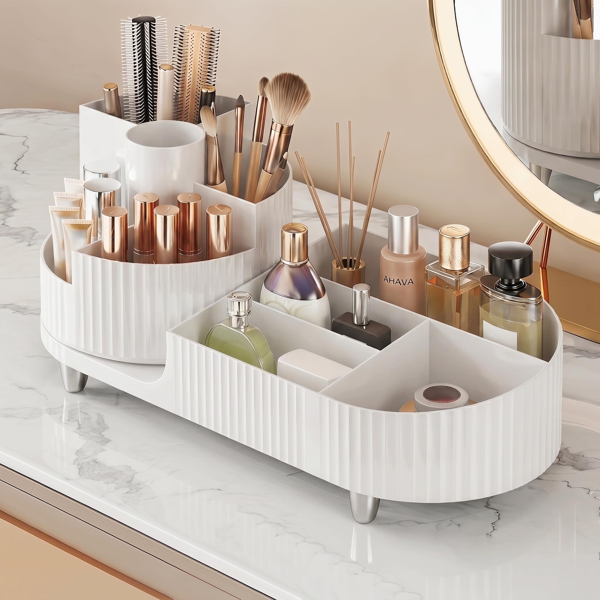 Booklov Rotating Makeup Organizer for Vanity Countertop, Amber