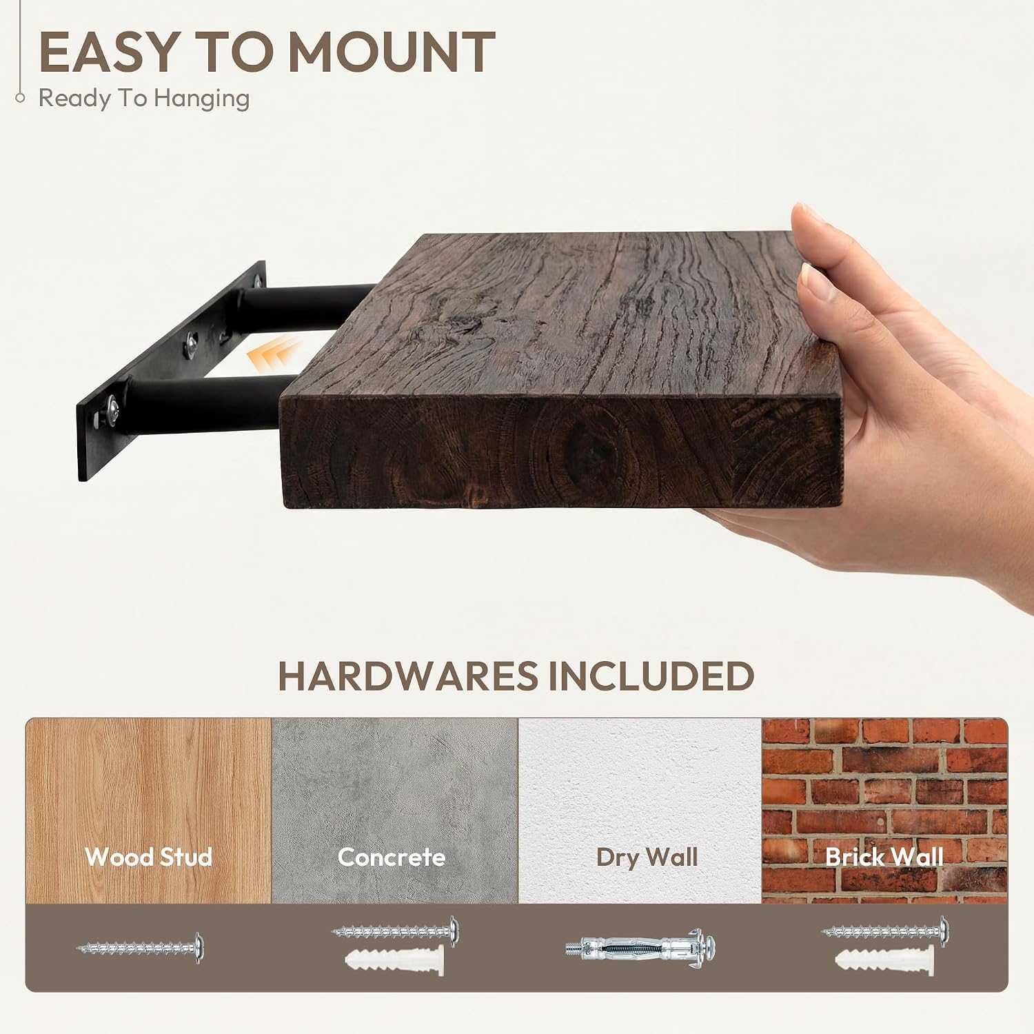Marsmiles 48in Solid Wood Floating Shelves for Wall, 1Pack|Walnut