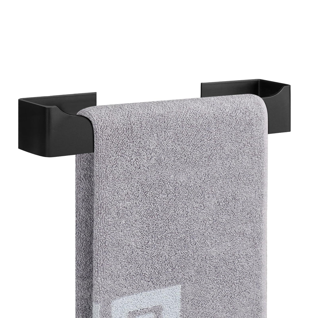 NearMoon Self Adhesive Hand Towel Holder/Towel Ring, Stainless Steel Hand Towel Bar Rustproof Stick on Wall-Towel Rack for Bathroom/Kitchen, Square Sticky and Wall Mounted (9 Inch, Matte Black)