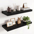 36in Floating Shelves for wall Set of 2, Black Wall Mounted Shelf 9.3in Deep for Wall Decor, Hanging Shelf 1.5in Thick for Living Room, Bedroom, Bathroom, Kitchen, Office
