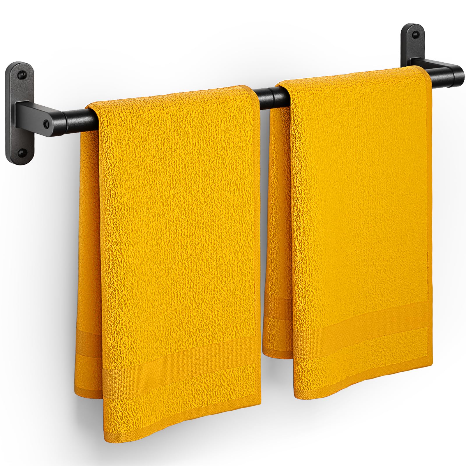 Powools Matte Black 24" Towel Rack, Rustproof Wall Mounted Towel Bar