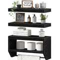 QEEIG Bathroom Wall Shelf Floating Shelves (Black, Set of 3,15.7")