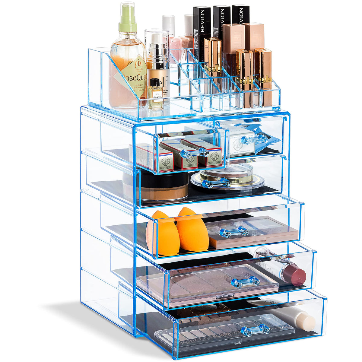 Sorbus Makeup Organizer, 6-Drawer Acrylic 2-Piece Set (Bronze Glow)
