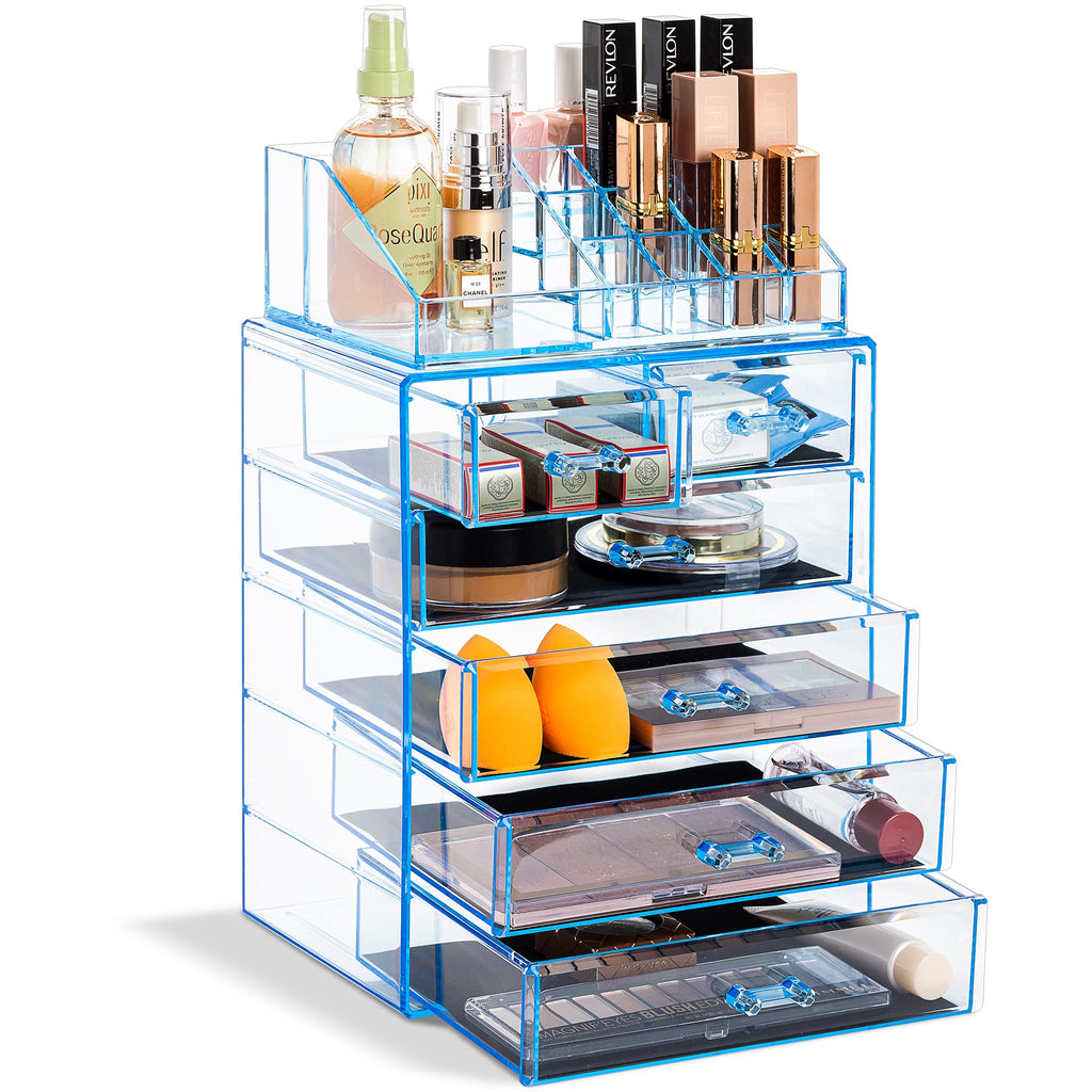 Sorbus Makeup Organizer, 7-Drawer Acrylic 2-Piece Set (Clear)