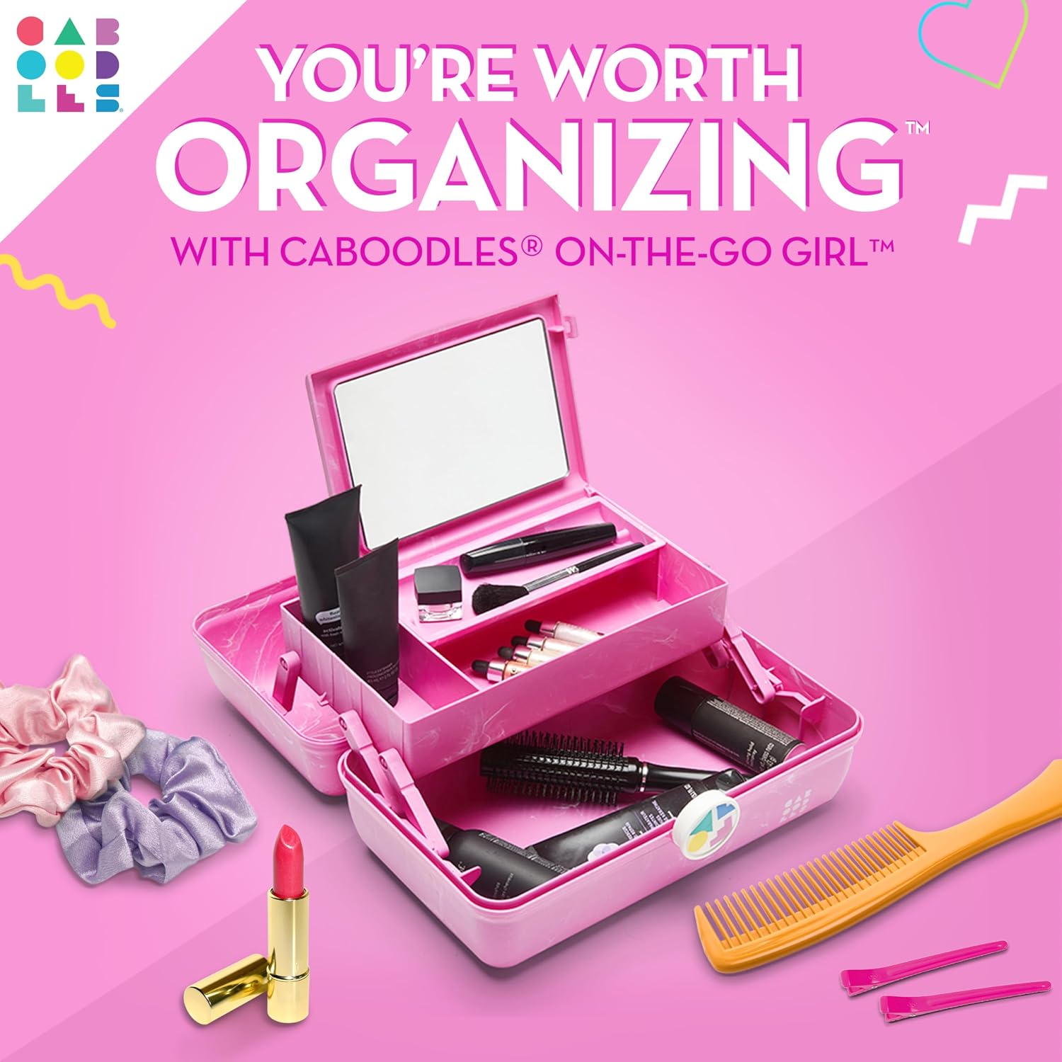Caboodles On-the-go girl cosmetic organizer, Bubblegum Marble
