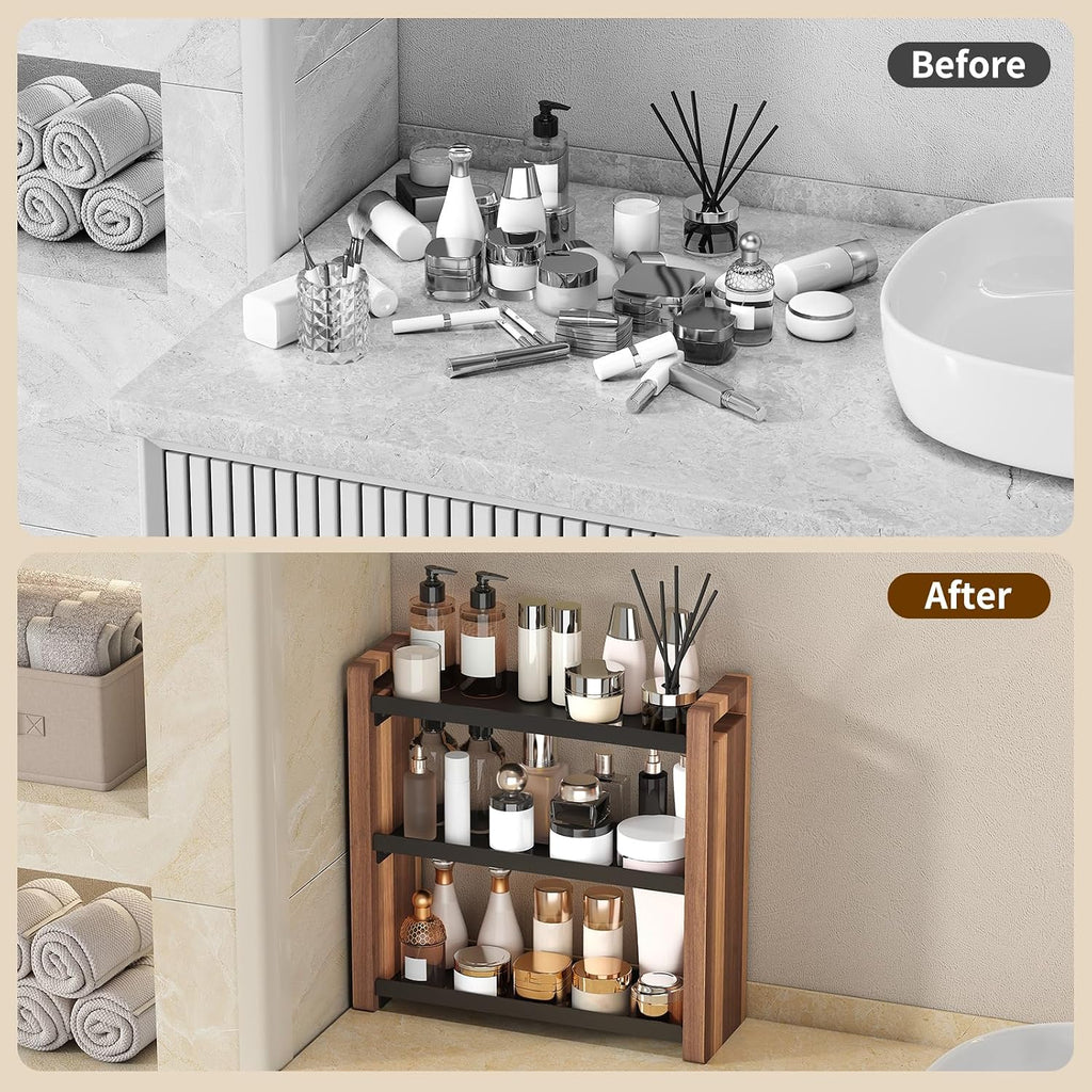 3 Tiers Bathroom Countertop Organizer, Bathroom Shelf, Makeup Organizer | Kitchen Countertop Organizer, Vanity Shelf, Bathroom Sink Organizer, Bathroom Organizers and Storage, Acacia