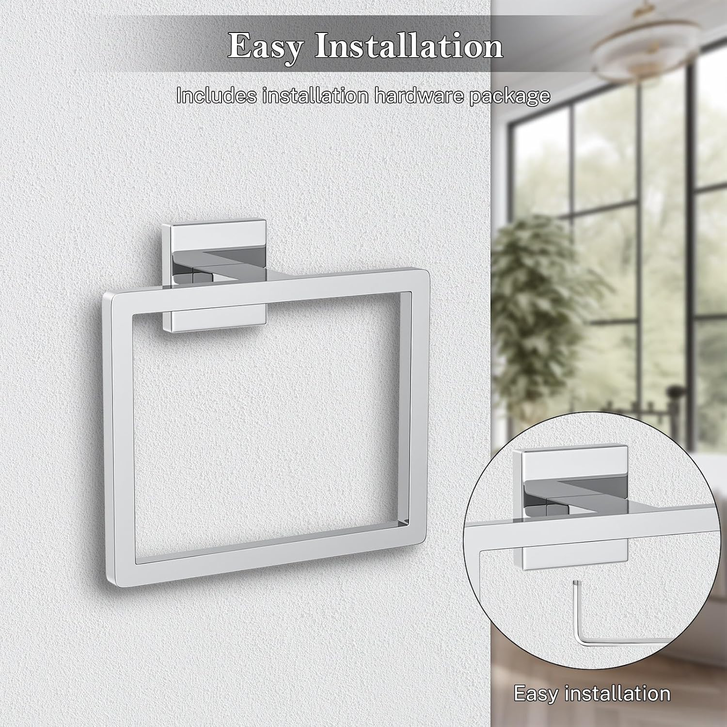 2-Piece Polished Chrome Towel Ring,Hand Towel Holder,Modern Towel Holder Stainless Steel Towel Rack Wall-Mounted Bathroom Towel Hanger