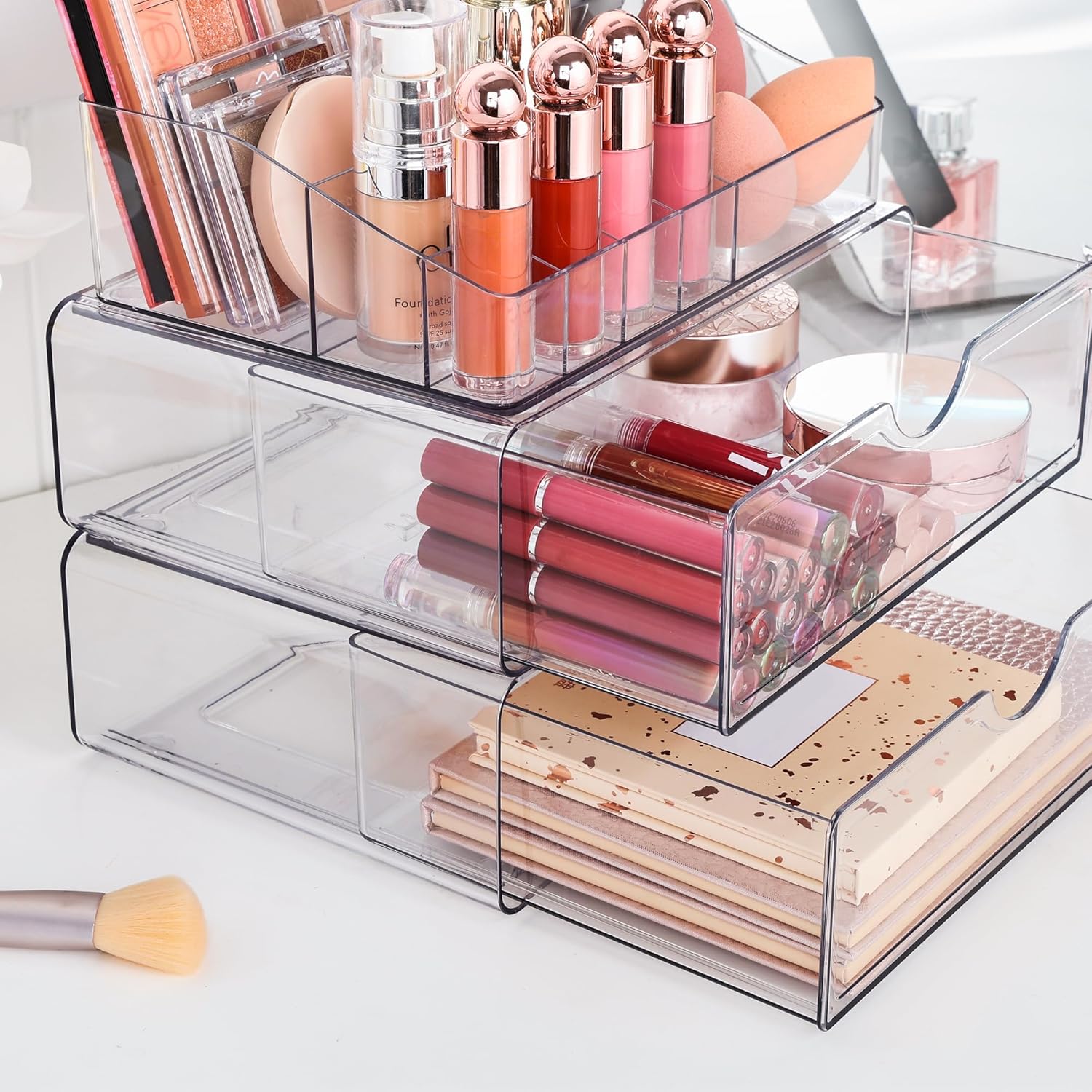 Vtopmart 3 Tier Clear Makeup Organizer with 2 Drawers
