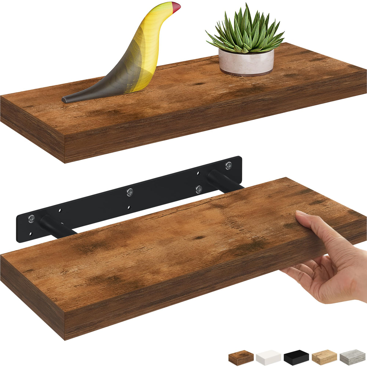 Ballucci Floating Shelf, 36" Hanging Shelf with Invisible Brackets, Wooden Floating Shelves for Walls, Book Shelf, Wall Shelves for Home Office, Bathroom, Living Room, 6 inch Deep, Gray