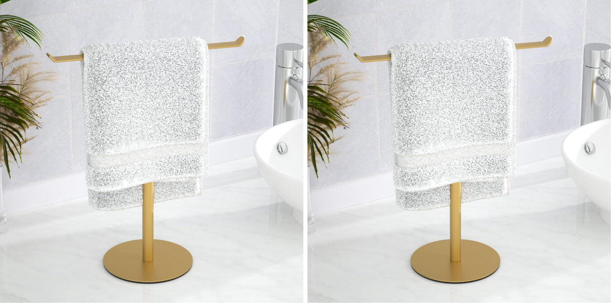 Black T-Shaped Hand Towel Holder Stand for Countertops, Stainless Steel