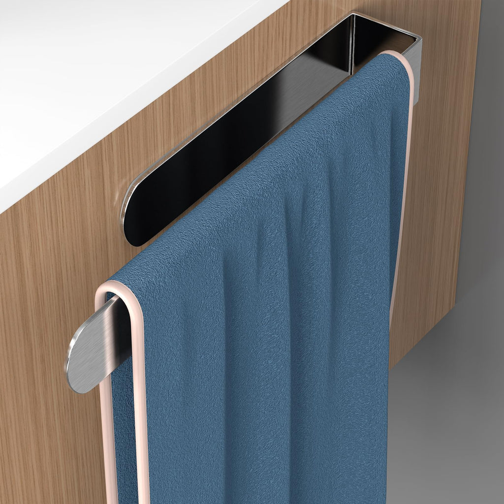 HUFEEOH Hand Towel Holder, Stainless Steel Bathroom Towel Holder Towel Bar, Matte Black Dish Towel Hanger Wall Mount Kitchen Towel Rack Heavy Duty Hand Towel Racks for Bathroom