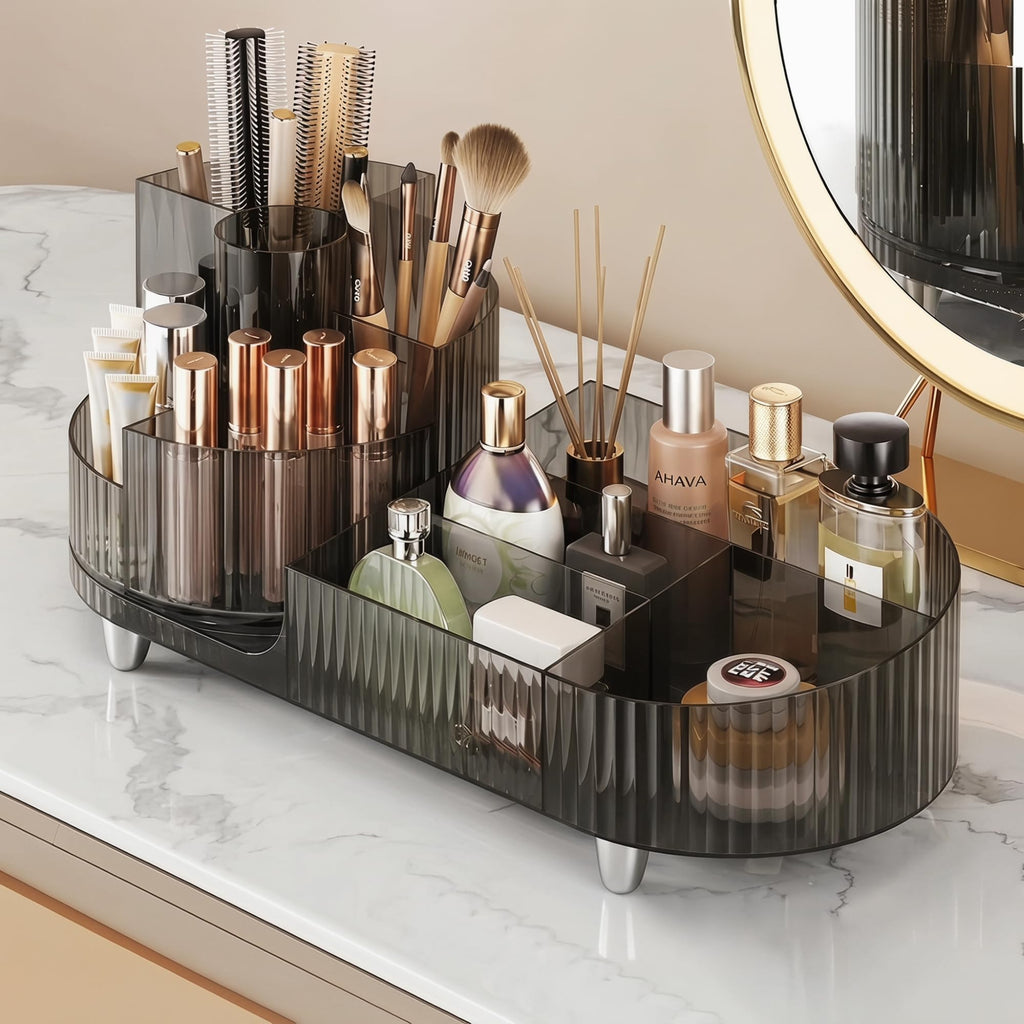 Booklov Rotating Makeup Organizer for Vanity Countertop, Amber