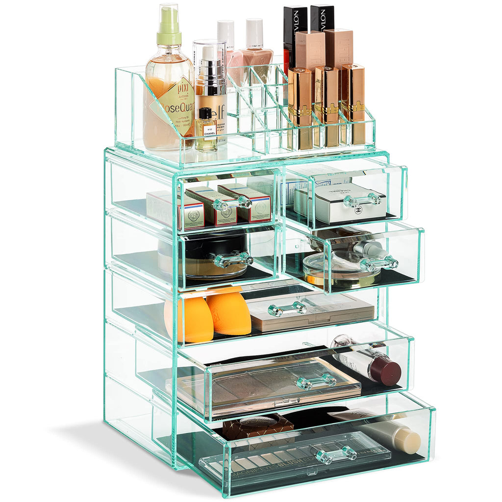 Sorbus Makeup Organizer, 6-Drawer Acrylic 2-Piece Set (Bronze Glow)