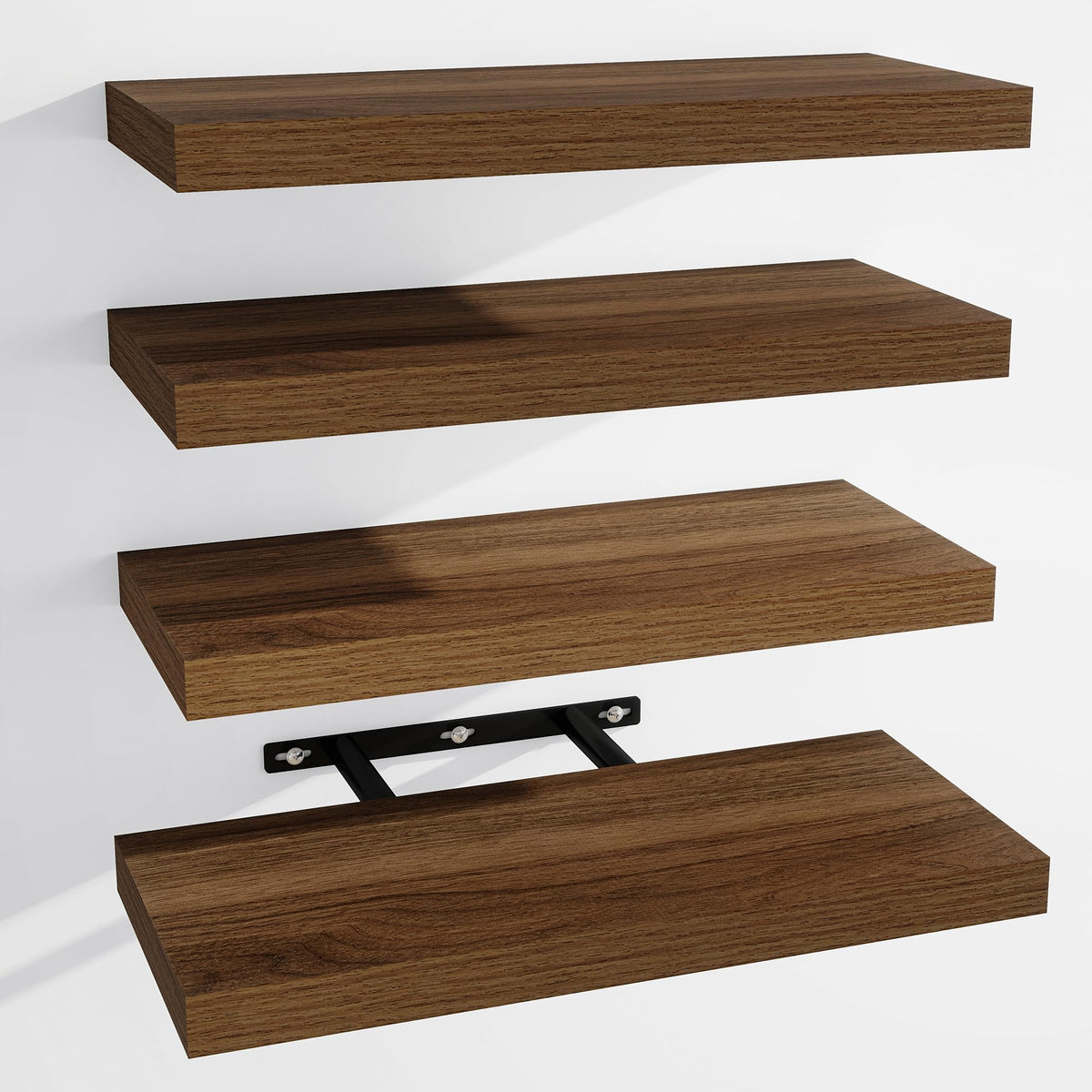 Venusmiles Bathroom Floating Shelves for Wall, 15" Wall Mounted Shelves with Invisible Brackets, 4 Small Wood Floating Wall Shelf Shelves for Living Room, Bedroom, Kitchen, Bathroom (Oak)