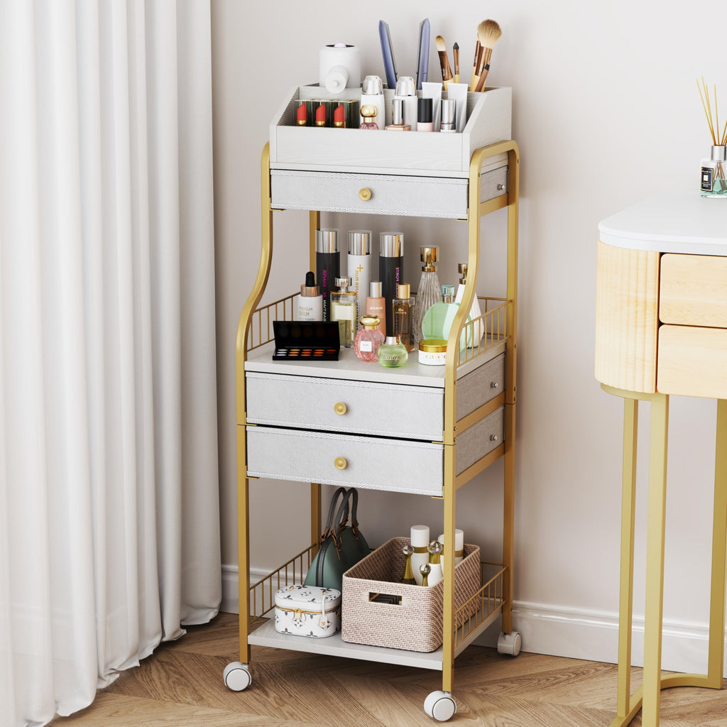 HapiRm Floor Makeup Organizer Storage - Vanity Skincare Make Up Organizers and Storage with Drawers, Cosmetics Display Cases Holder for Skin Care Nail Polish Perfume Makeup Brush