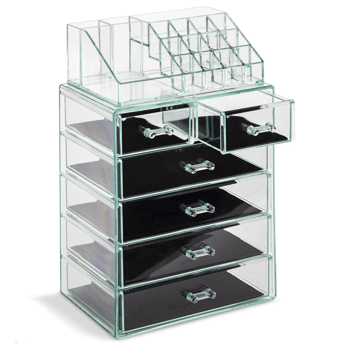 Sorbus Makeup Organizer, 6-Drawer Acrylic 2-Piece Set (Bronze Glow)