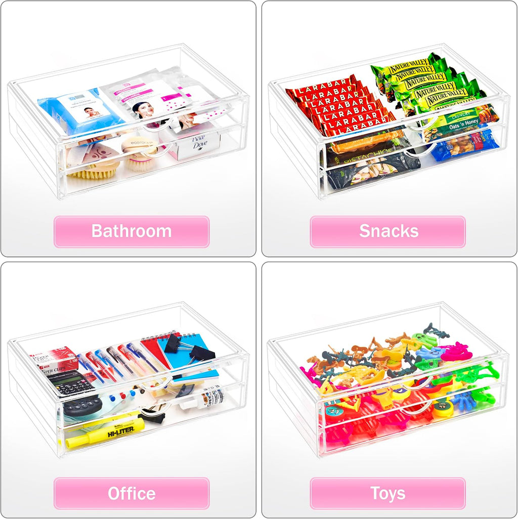 Sorbus Acrylic Drawers, Clear Makeup Organizer for Vanity (2 Wide Drawers)