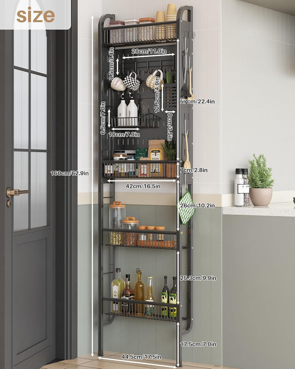 UMDONX Metal Narrow Multi-Functional Over-the-Door Storage Rack