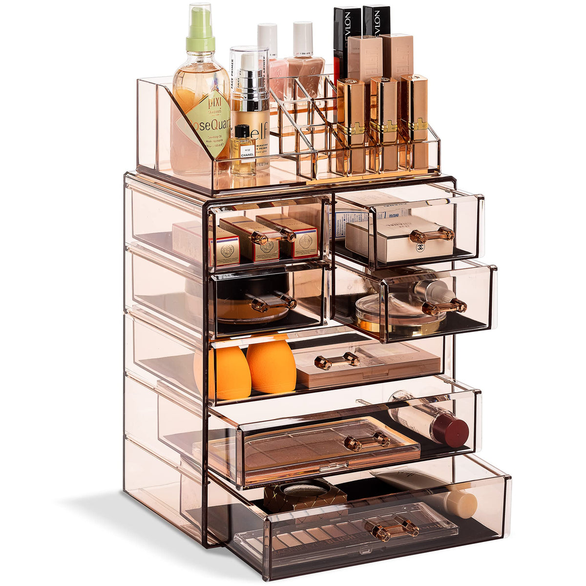 Sorbus Makeup Organizer, 7-Drawer Acrylic 2-Piece Set (Clear)