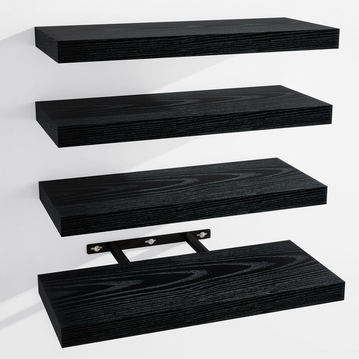 Venusmiles Bathroom Floating Shelves for Wall, 15" Wall Mounted Shelves with Invisible Brackets, 4 Small Wood Floating Wall Shelf Shelves for Living Room, Bedroom, Kitchen, Bathroom (Oak)