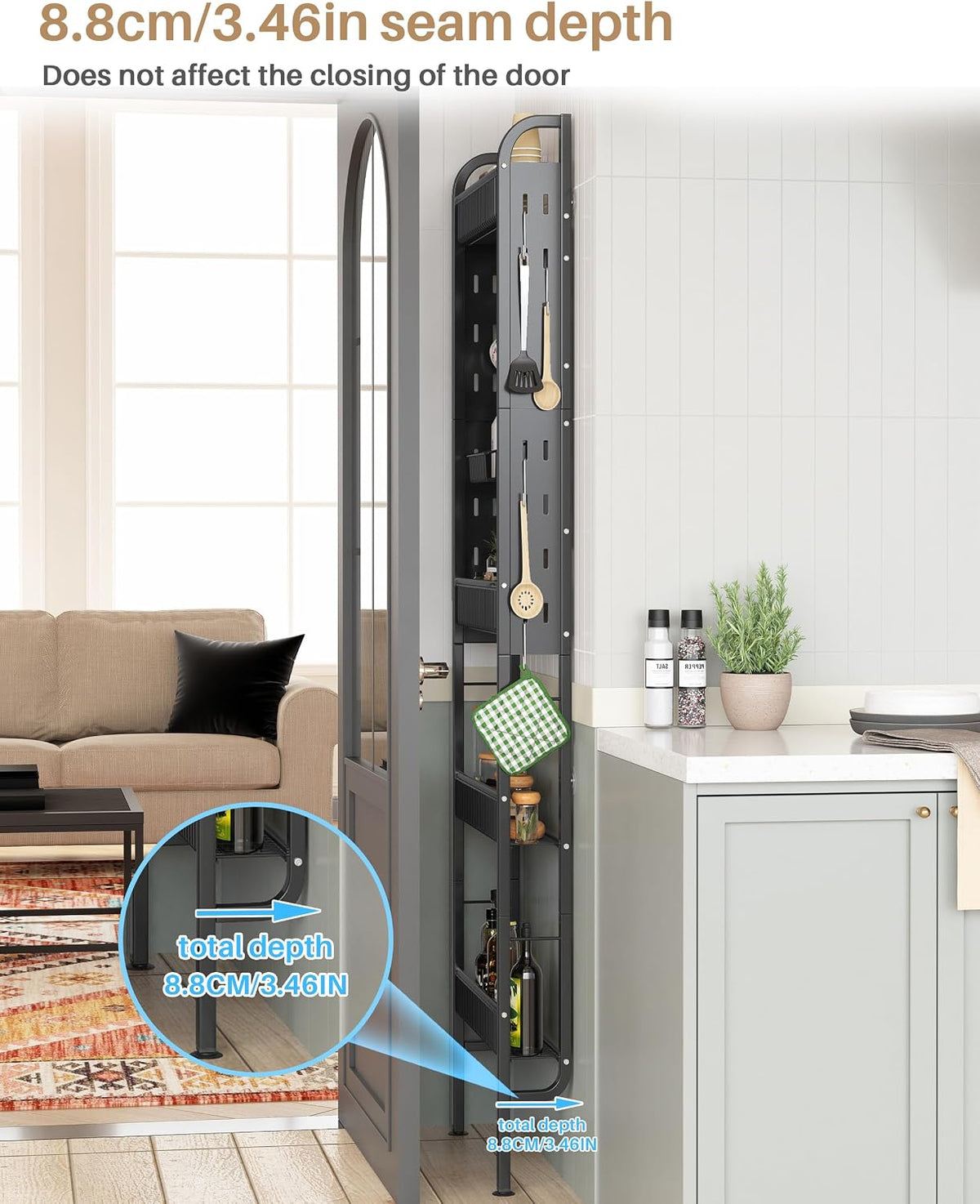 UMDONX Metal Narrow Multi-Functional Over-the-Door Storage Rack