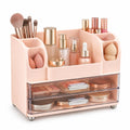 ROOM127 Makeup Organizer for Vanity with 2 Clear Drawers and Brush Holders