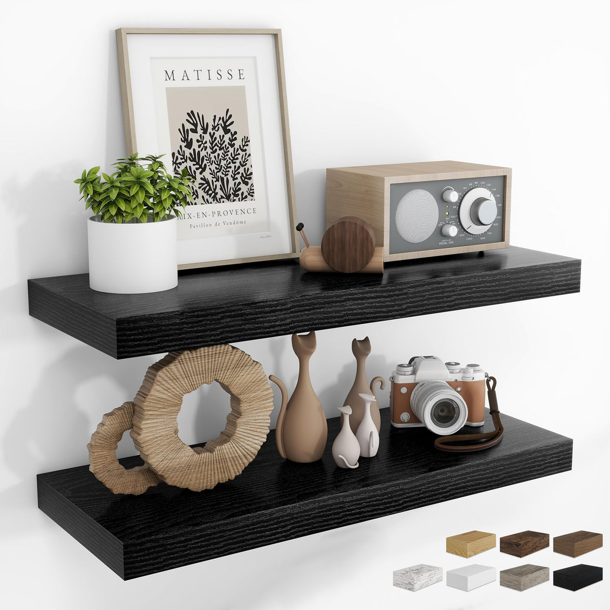 RICHFOCUS 28Inch Floating Shelves for Wall 2 Pack Shelves for Bedroom|Kitchen|Bathroom|Laundry Room Rustic Wood Wall Mounted Shelf with Invisible Brackets for Books|Storage|Decor, Oak