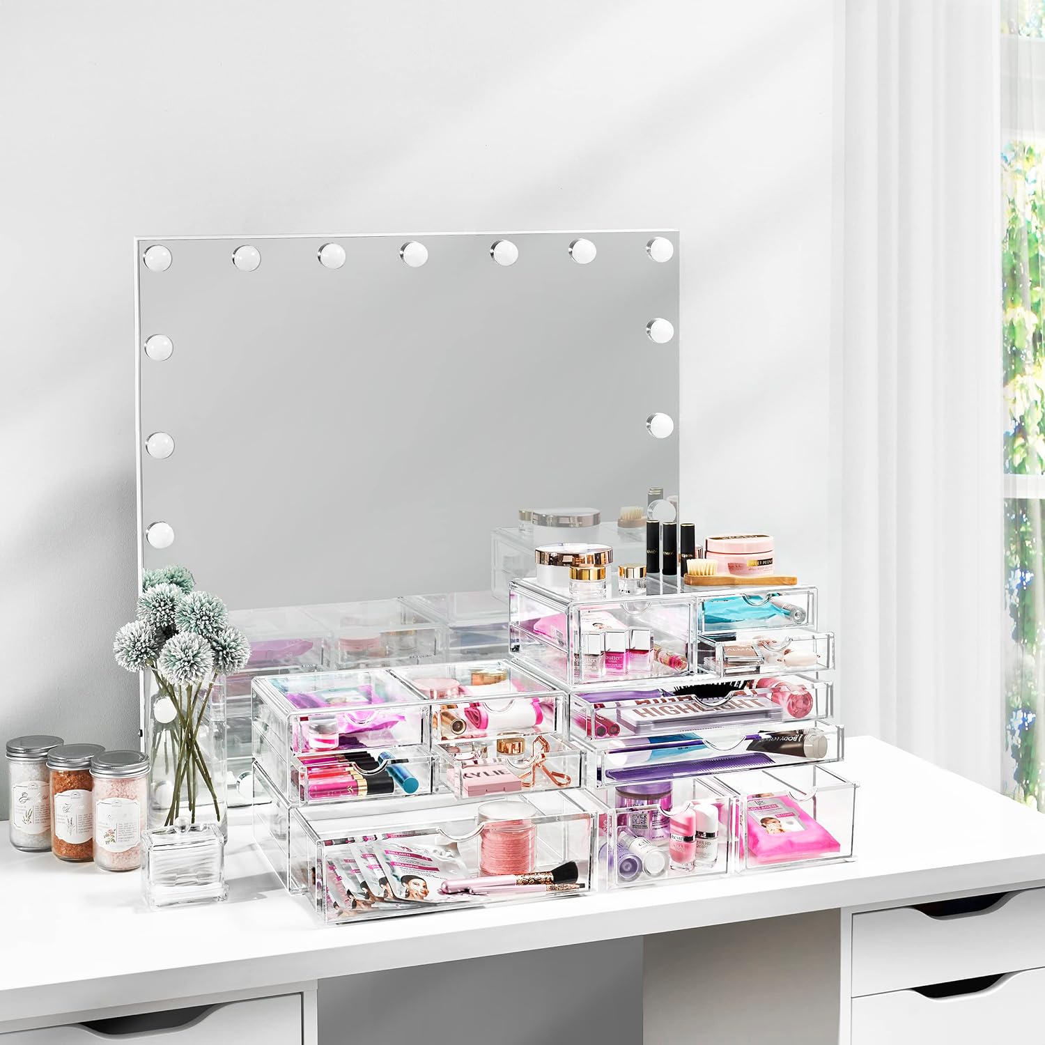 Sorbus Acrylic Drawers, Clear Makeup Organizer for Vanity (2 Wide Drawers)