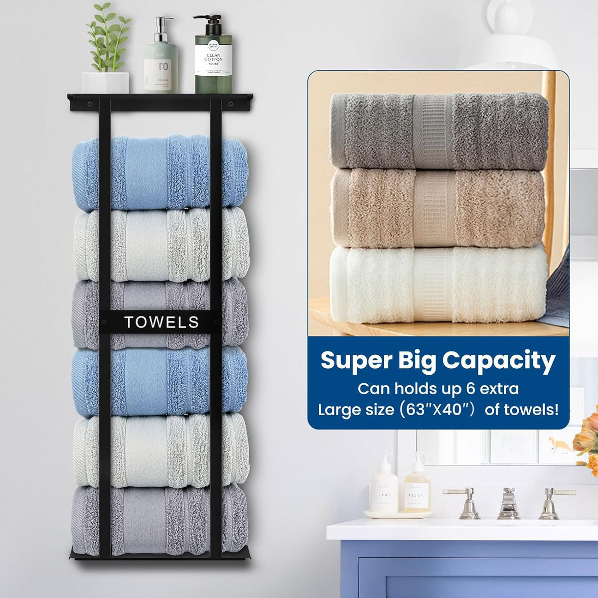 Bathroom Towel Storage Rack, Wall Mounted Bathroom Towel Rack