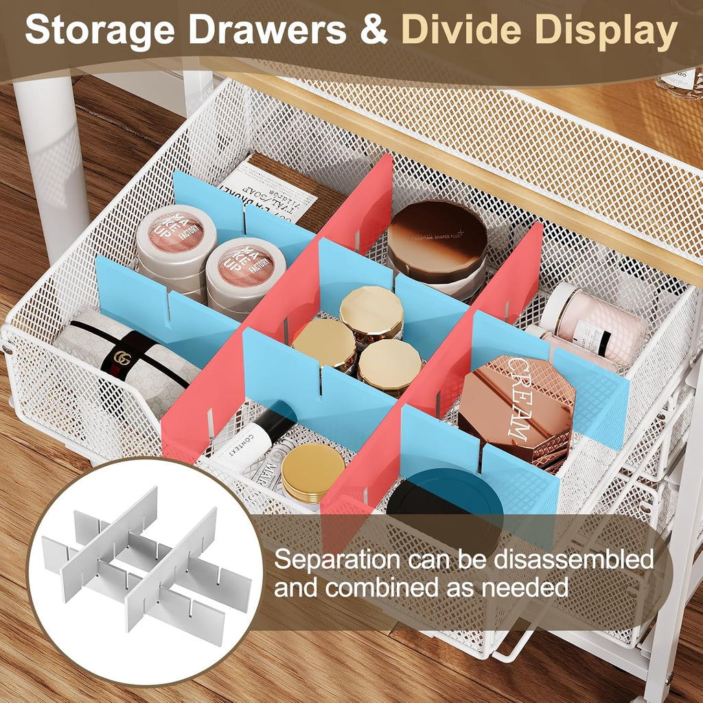 Hongtamoya Makeup Cart Organizer with 4 Drawers, Rolling Makeup Cart, White