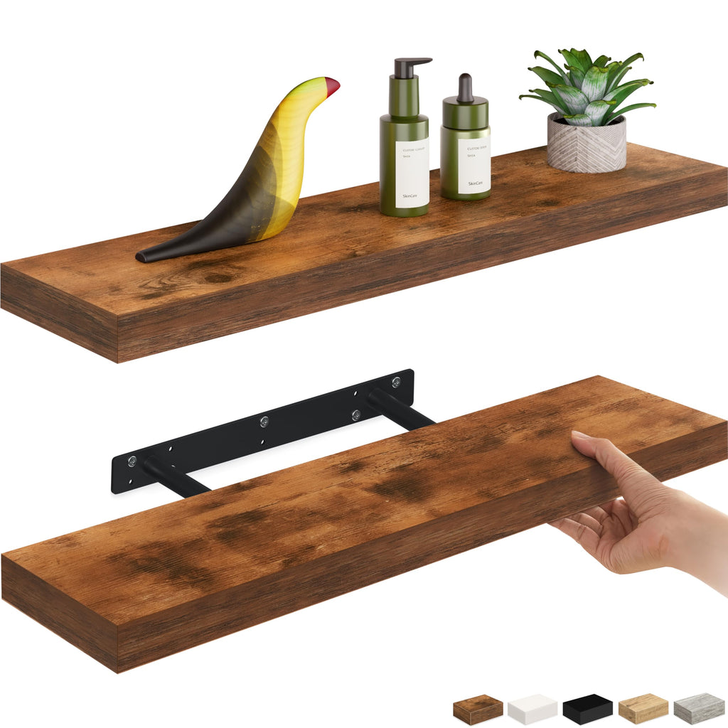 Ballucci Floating Shelves, 55" Wood Wall Shelf Set of 2, with Invisible Brackets for Bathroom, Living Room, Bedroom, Kitchen, Nursery, 6" Deep, White