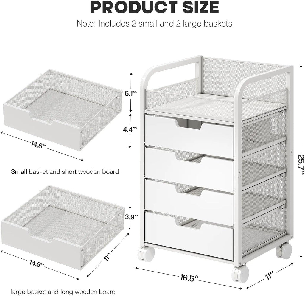 Makeup Cart Organizer with 4 Drawers and Dividers