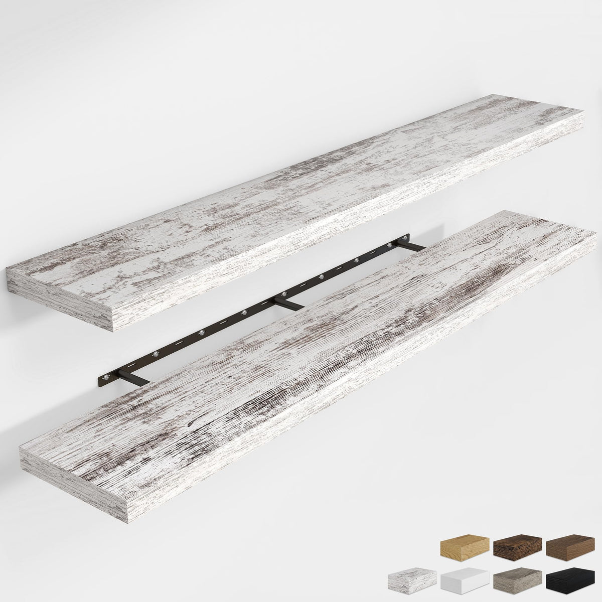 RICHFOCUS 28Inch Floating Shelves for Wall 2 Pack Shelves for Bedroom|Kitchen|Bathroom|Laundry Room Rustic Wood Wall Mounted Shelf with Invisible Brackets for Books|Storage|Decor, Oak