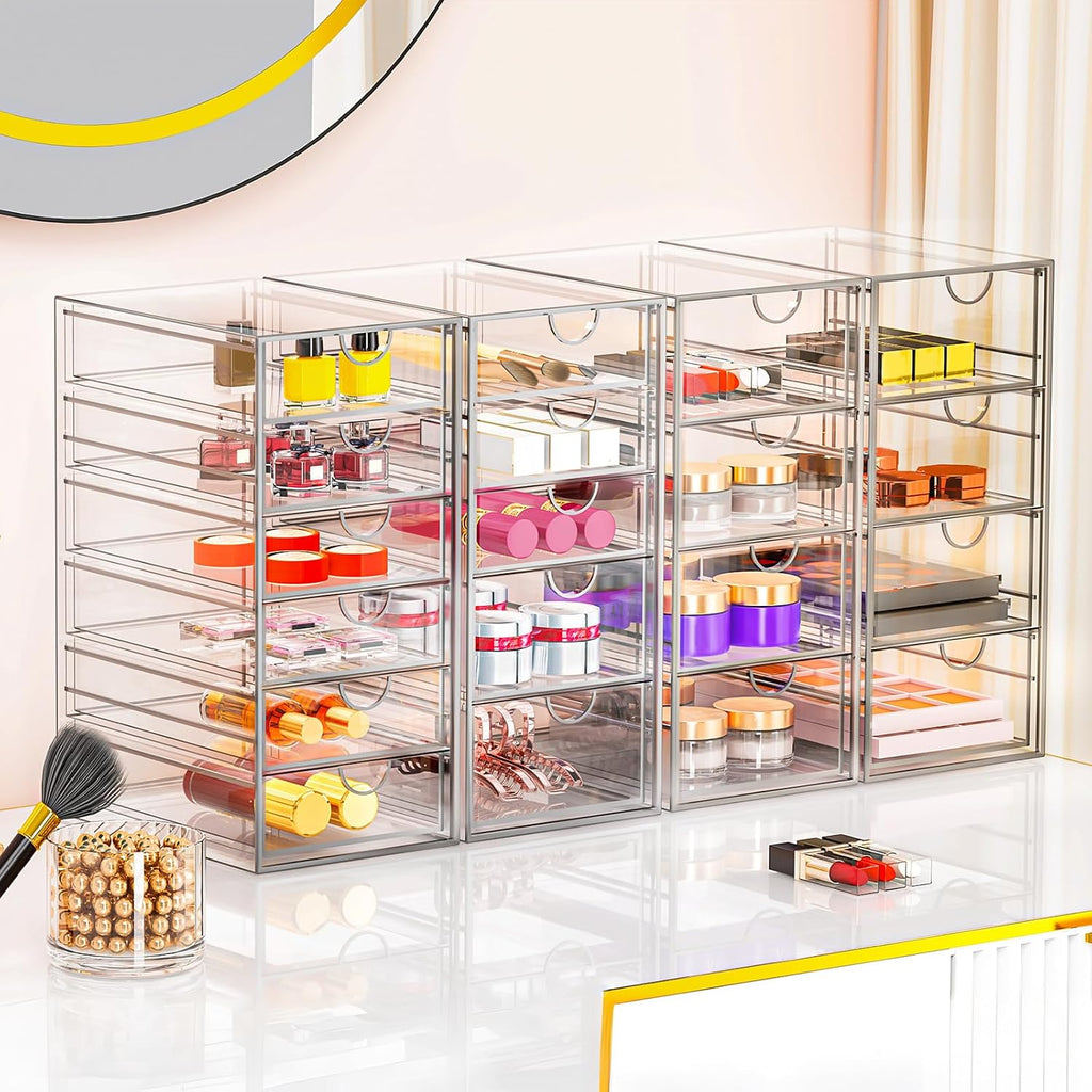 Acrylic Makeup Organizer with 19 Drawers,Storage Drawer Organizer
