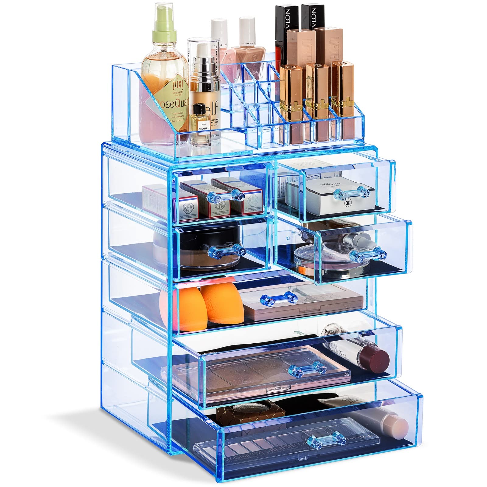 Sorbus Makeup Organizer, 7-Drawer Acrylic 2-Piece Set (Clear)