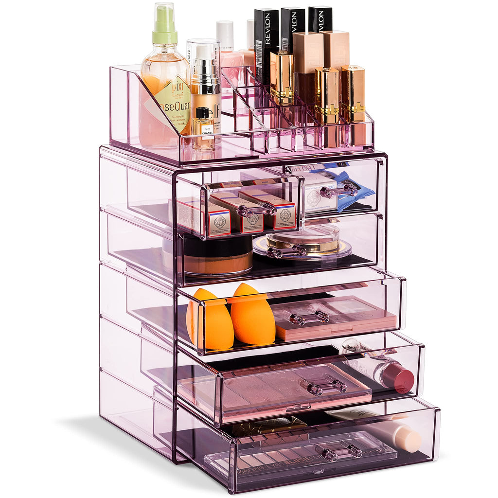 Sorbus Makeup Organizer, 7-Drawer Acrylic 2-Piece Set (Clear)