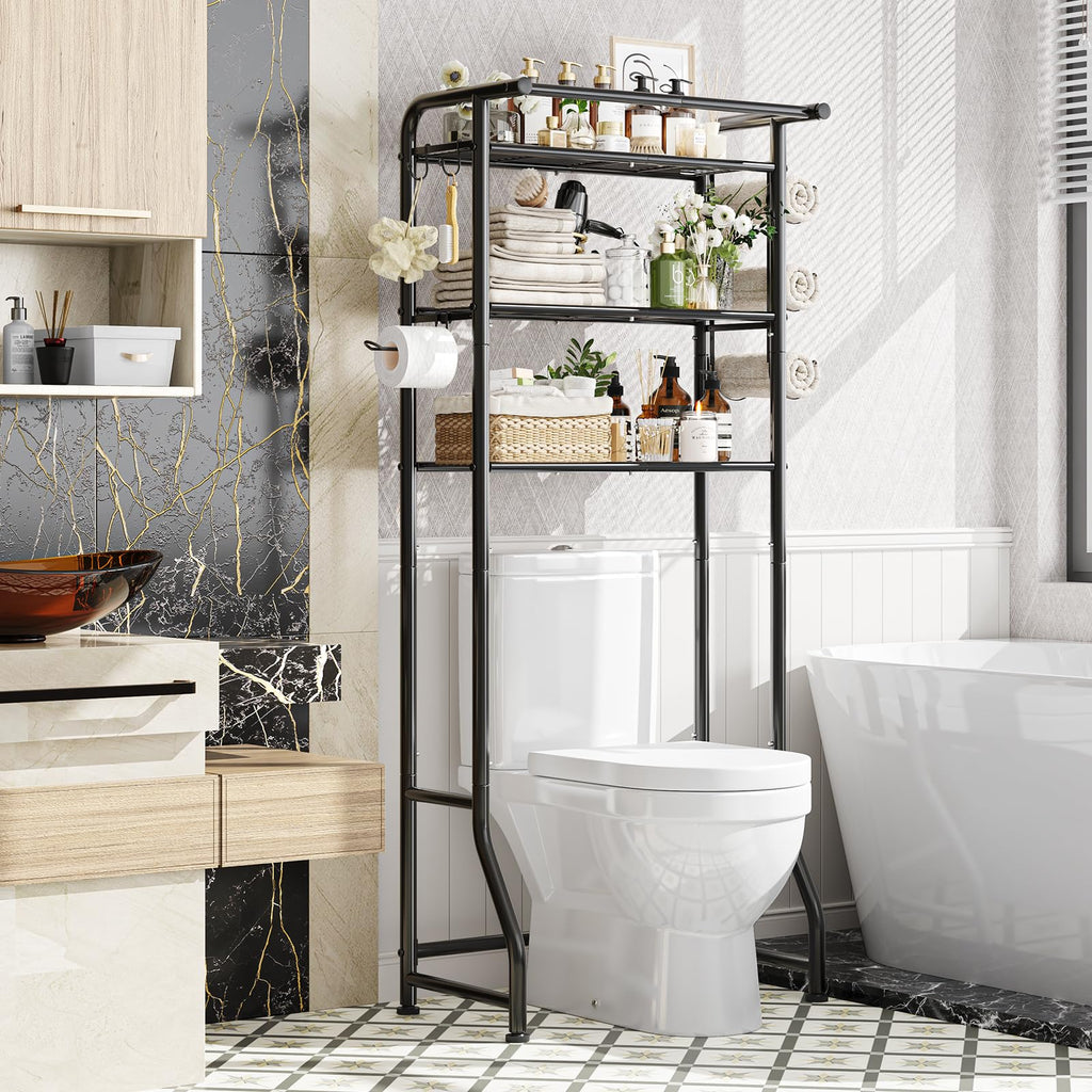 Simple Trending 3 Tier Over The Toilet Rack, Shelf Bathroom, Bathroom Stand Organizer Space Saver, Silver