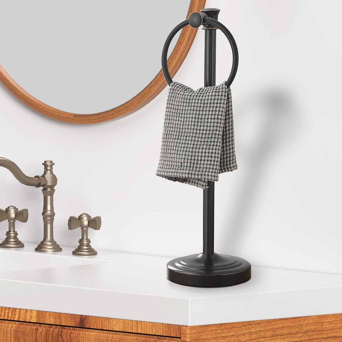 Hoimpro Hand Towel Holder Stand Free Standing Towel Bar Oil Rubbed Bronze