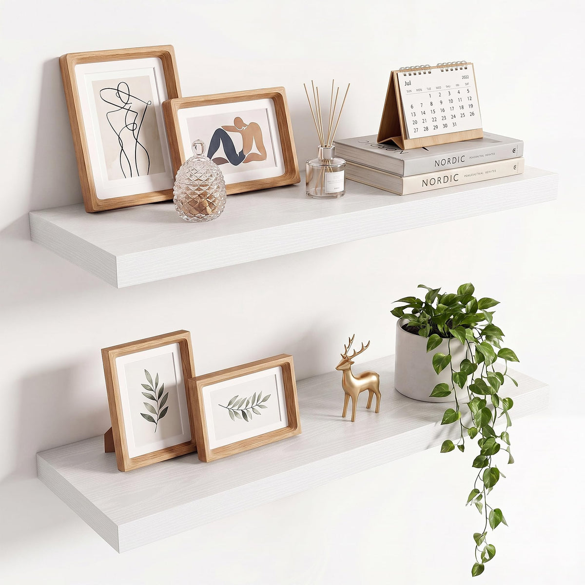 36in Floating Shelves for wall Set of 2, Black Wall Mounted Shelf 9.3in Deep for Wall Decor, Hanging Shelf 1.5in Thick for Living Room, Bedroom, Bathroom, Kitchen, Office