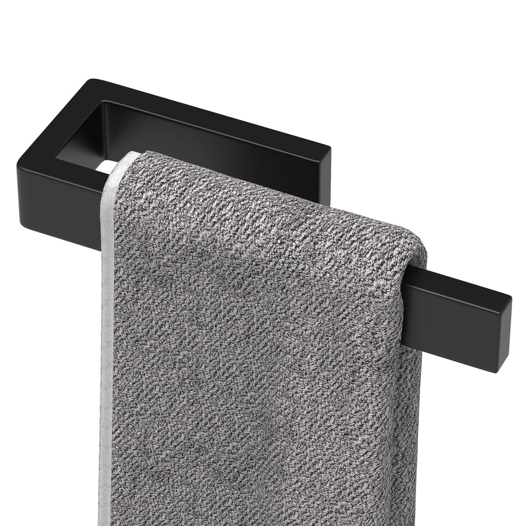 HUFEEOH Hand Towel Holder, Stainless Steel Bathroom Towel Holder Towel Bar, Matte Black Dish Towel Hanger Wall Mount Kitchen Towel Rack Heavy Duty Hand Towel Racks for Bathroom